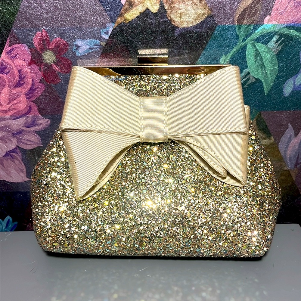 Kurt Geiger NWOT Gold Glittery Evening Bag